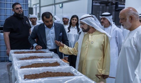 محمد بن راشد يزور مصنع البركة للتمور في دبي