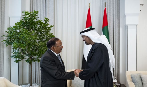  صوت الإمارات - محمد بن زايد يستقبل مستشار الأمن الوطني الهندي ويبحثان تطورات المنطقة والعلاقات الثنائية